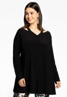 Yoek Tuniek wide bottom met cut-out | Zwart | Maat 58/60