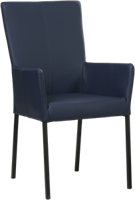 Blauwe leren moderne eetkamerstoel Daily - poot vierkant zwart - Toledo Leer Kobalt (blauw leer)