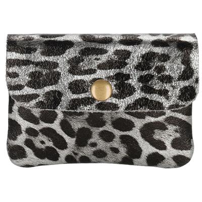 Charm London Suède Etui Portemonnee Elisa Grijs Luipaard