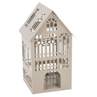 Metalen huisje waxinehouder gebouw sand