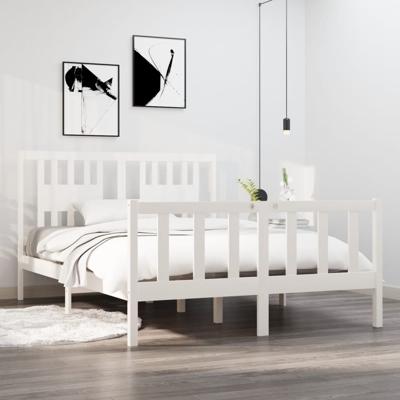 Bedframe massief hout wit 140x190 cm