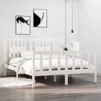 Bedframe massief hout wit 140x190 cm