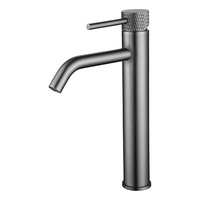 Wastafelkraan Wiesbaden Ribbd | Opbouw | Draaibare uitloop | Mengkraan | Hoog model | 1-hendel | Rond | Gunmetal PVD