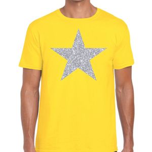 Zilveren ster glitter t-shirt geel heren