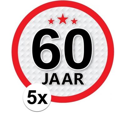60 jaar leeftijd sticker - 5x - rond - Dia 15 cm - 60 jaar verjaardag - jubileum - leeftijd versieri