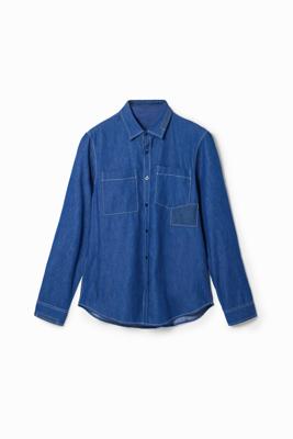 Shirt met patch en zakken - BLUE - XXL