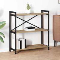 Boekenkast artisanaal eikenkleurig 80 x 30 x 83 cm Bewerkt hout