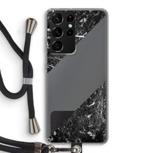 Zwart marmer: Samsung Galaxy S21 Ultra Transparant Hoesje met koord