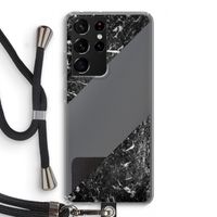 Zwart marmer: Samsung Galaxy S21 Ultra Transparant Hoesje met koord