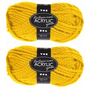 Hobby bolletje wol - 8x - acryl - geel - 35 mtr - garen - maxi bolletje - breien/haken