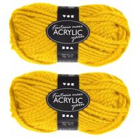 Hobby bolletje wol - 8x - acryl - geel - 35 mtr - garen - maxi bolletje - breien/haken