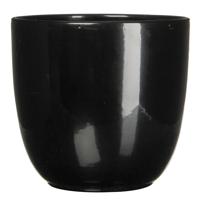 Mica Decorations Bloempot - zwart - keramiek - glanzend - 25x23cm   -