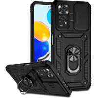 Xiaomi Redmi Note 11/11S Rotary Ring Hybrid Case with Camera Shield - Black - thumbnail