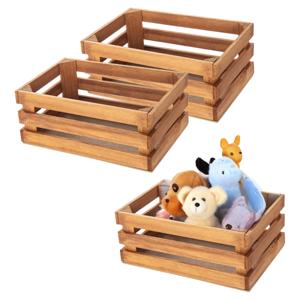 CM Opbergkist/Fruitkist - 3x - hout - decoratieve kist - vintage look - 15 x 23 x 9 cm