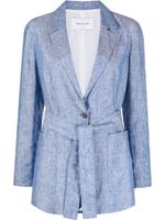 Fabiana Filippi blazer en lin à taille ceinturée - Bleu - thumbnail