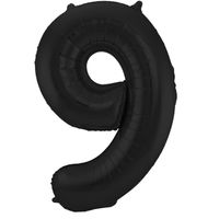 Folie ballon van cijfer 9 in het zwart 86 cm   -