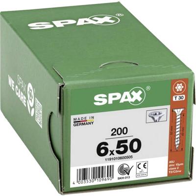 SPAX 1191010600505 SPAX Seko-T Houtschroef 6 mm 50 mm Torx, Binnen-T Staal Galvanisch verzinkt 200 stuk(s)