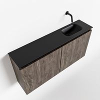Toiletmeubel Mondiaz Ture | 100 cm | Meubelkleur Dark brown | Eden wastafel Urban Rechts | Zonder kraangat