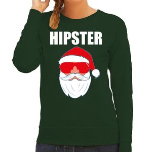 Foute Kerst sweater / Kerst outfit Hipster Santa groen voor dames