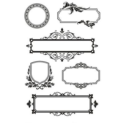 Creativ Company Silicone stempels, lijsten met ornamenten, vel 11x15,5 cm, 1 vel