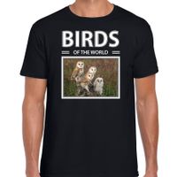 Kerkuilen t-shirt met dieren foto birds of the world zwart voor heren