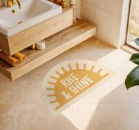 Tekst rise and shine vinyl tapijt badkamer