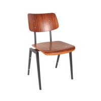 LABEL51 Eetkamerstoel Stapelbaar - Bruin - Hout - Zwart Metalen Frame