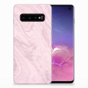 Samsung Galaxy S10 TPU Siliconen Hoesje Marble Pink - Origineel Cadeau Vriendin