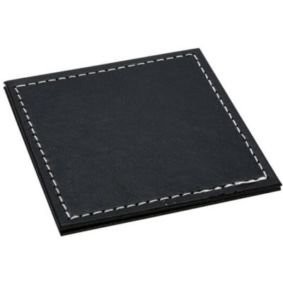 H&S Collection Glazen onderzetters - 4x stuks - zwart - kunstleder - 10 cm