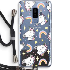 Rainbow Unicorn: Samsung Galaxy S9 Plus Transparant Hoesje met koord