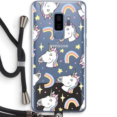 Rainbow Unicorn: Samsung Galaxy S9 Plus Transparant Hoesje met koord