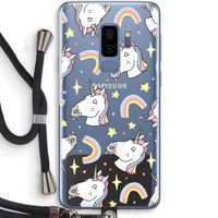 Rainbow Unicorn: Samsung Galaxy S9 Plus Transparant Hoesje met koord
