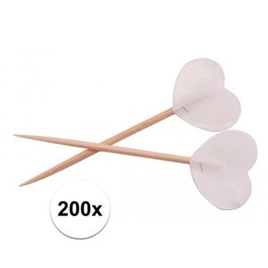 Cocktailprikkers hartjes wit 200 stuks