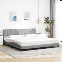 Bedframe zonder matras "Hanko" stof lichtgrijs 200x200 cm