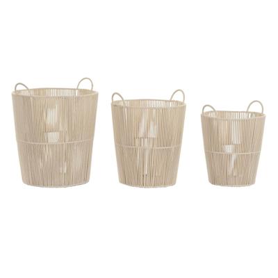 Mandenset DKD Home Decor Beige Metaal 42 x 42 x 51 cm 3 Onderdelen