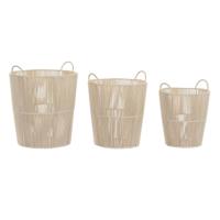 Mandenset DKD Home Decor Beige Metaal 42 x 42 x 51 cm 3 Onderdelen