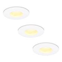 Set van 3 Barcelona - LED platte inbouwspots met lage inbouwdiepte 60mm - 6 Watt 570 Lumen - 2700K Warm wit - GU10 LED Module - Dimbaar - Rond - IP44 voor badkamer, buiten en binnen - Wit