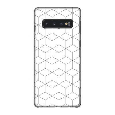 Zwart-witte kubussen: Samsung Galaxy S10 4G Volledig Geprint Hoesje