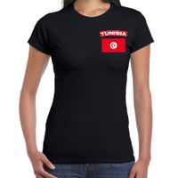 Tunisia t-shirt met vlag Tunesie zwart op borst voor dames - thumbnail