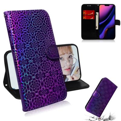 Voor iPhone 11 effen kleur kleurrijke magnetische Buckle horizontale Flip PU lederen draagtas met houder & kaartsleuven & portemonnee & Lanyard (paars