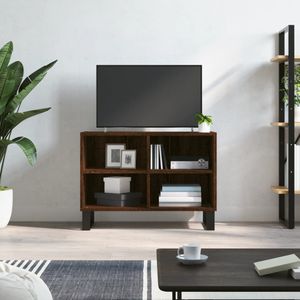 Tv-meubel 69,5x30x50 cm bewerkt hout bruineikenkleurig