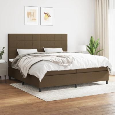 Boxspring met matras stof donkerbruin 200x200 cm