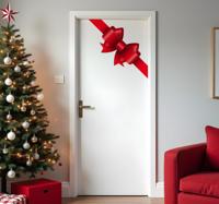 Deur rood lint kerst sticker
