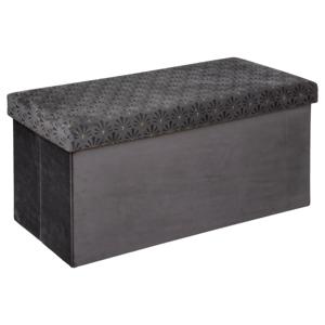 Poef/krukje/hocker Royal - Opvouwbare zit opslag box - fluweel Donkergrijs - 76 x 38 x 38 cm