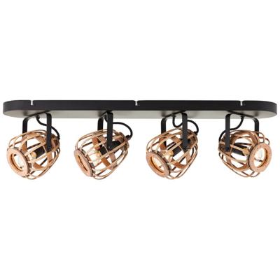 Brilliant Rotan plafondlampNikka 4-lichts zwart - 99616/76