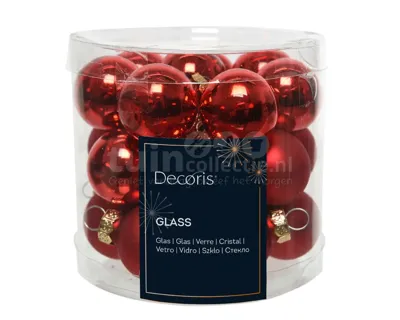 Kerstballen Glas Ø2,5cm Kerst Rood 24st