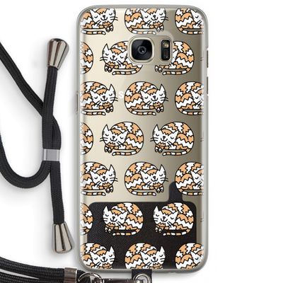 Slapende poes: Samsung Galaxy S7 Edge Transparant Hoesje met koord