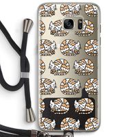 Slapende poes: Samsung Galaxy S7 Edge Transparant Hoesje met koord