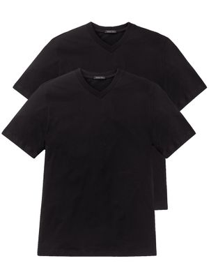 Schiesser - 2p Shirt - American V-neck - zwart, Maat:M