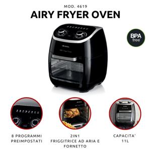 Ariete 4619/00 Enkel 11 l Vrijstaand 2000 W Heteluchtfriteuse Zwart